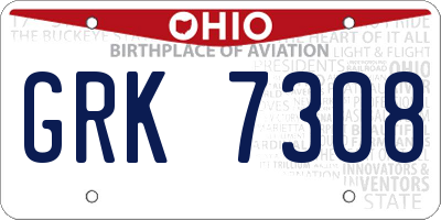 OH license plate GRK7308