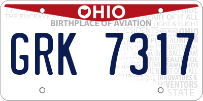 OH license plate GRK7317