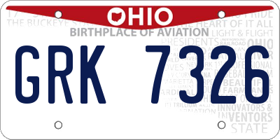 OH license plate GRK7326