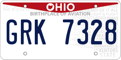 OH license plate GRK7328