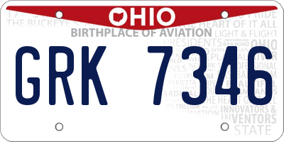 OH license plate GRK7346