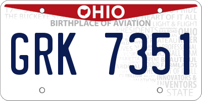 OH license plate GRK7351
