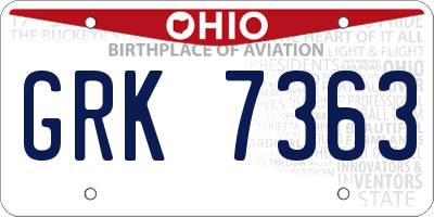 OH license plate GRK7363
