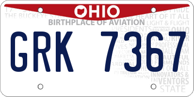 OH license plate GRK7367