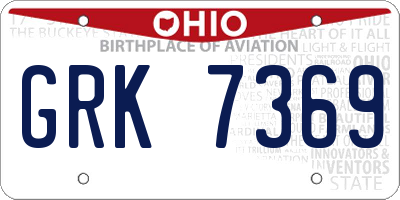 OH license plate GRK7369