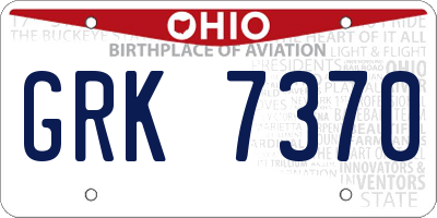 OH license plate GRK7370