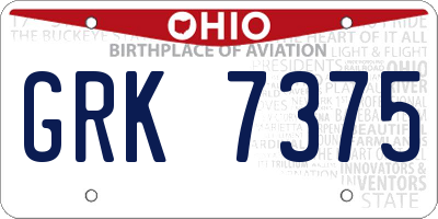 OH license plate GRK7375