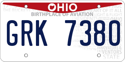 OH license plate GRK7380