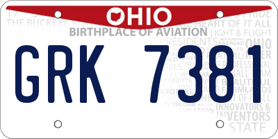 OH license plate GRK7381