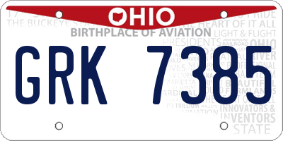 OH license plate GRK7385