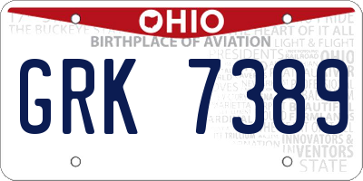 OH license plate GRK7389