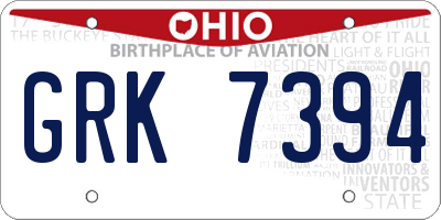 OH license plate GRK7394