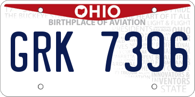 OH license plate GRK7396