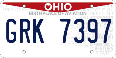 OH license plate GRK7397