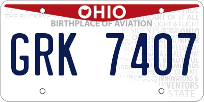 OH license plate GRK7407