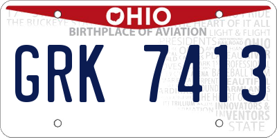 OH license plate GRK7413