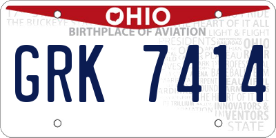 OH license plate GRK7414