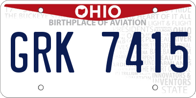 OH license plate GRK7415