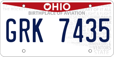 OH license plate GRK7435