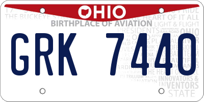 OH license plate GRK7440
