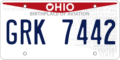 OH license plate GRK7442