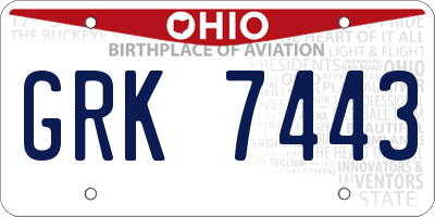 OH license plate GRK7443