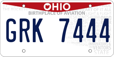OH license plate GRK7444