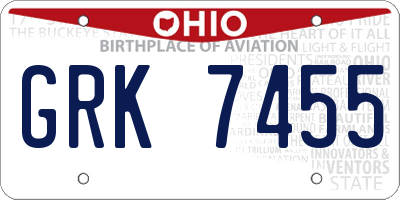 OH license plate GRK7455