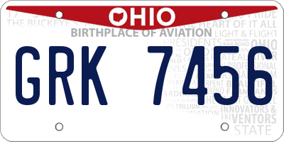 OH license plate GRK7456