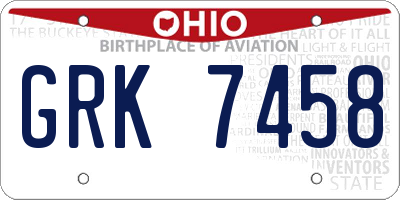 OH license plate GRK7458
