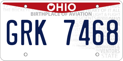 OH license plate GRK7468