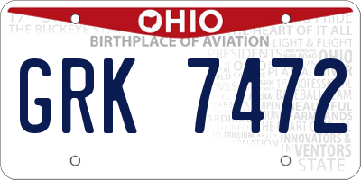 OH license plate GRK7472