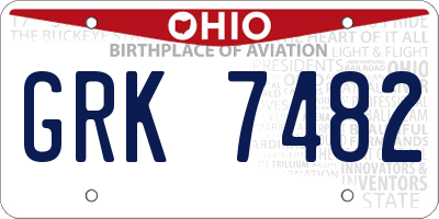 OH license plate GRK7482