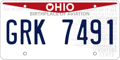 OH license plate GRK7491