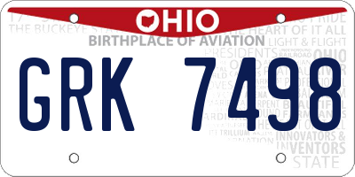 OH license plate GRK7498