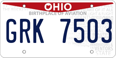 OH license plate GRK7503