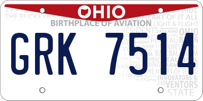 OH license plate GRK7514