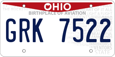 OH license plate GRK7522