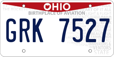 OH license plate GRK7527