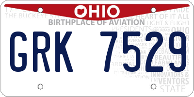 OH license plate GRK7529