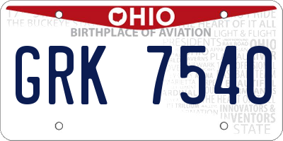 OH license plate GRK7540