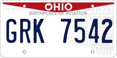 OH license plate GRK7542