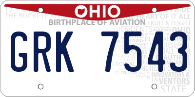 OH license plate GRK7543