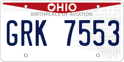 OH license plate GRK7553