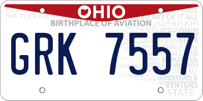 OH license plate GRK7557