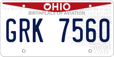 OH license plate GRK7560