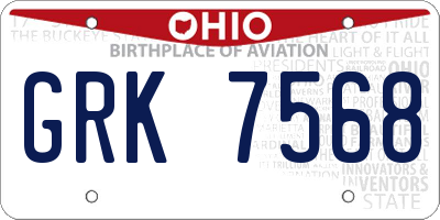 OH license plate GRK7568