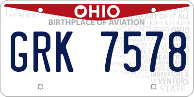 OH license plate GRK7578