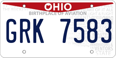 OH license plate GRK7583