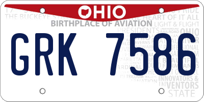 OH license plate GRK7586